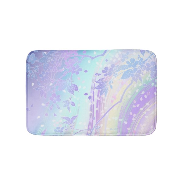 Tapis De Bain Aqua turquoise de cascade de lavande japonaise (Devant)