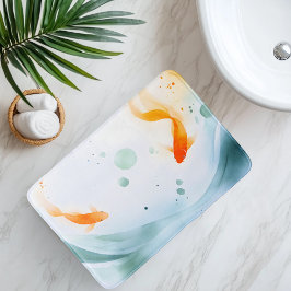Tapis De Bain Aquarelle Abstraite Koi Fish Serenity