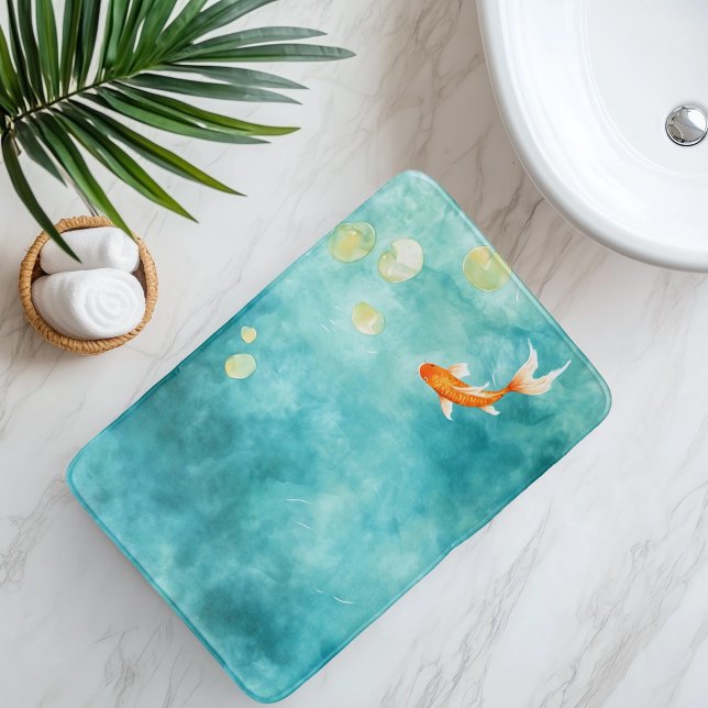 Tapis De Bain Aquarelle Abstraite Koi Fish Serenity (Créateur téléchargé)