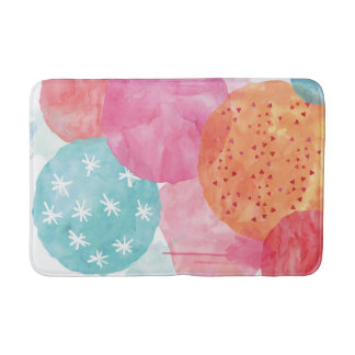 Tapis De Bain Aquarelle Abstraite rose et orange