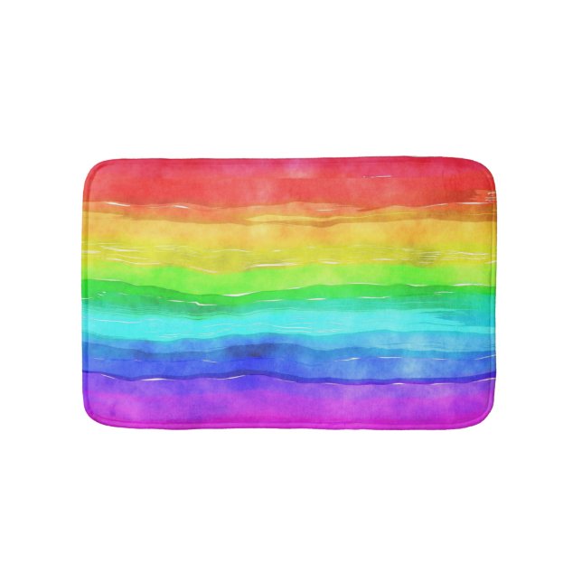 Tapis De Bain Aquarelle arc-en-ciel rayures design bain Mat (Devant)