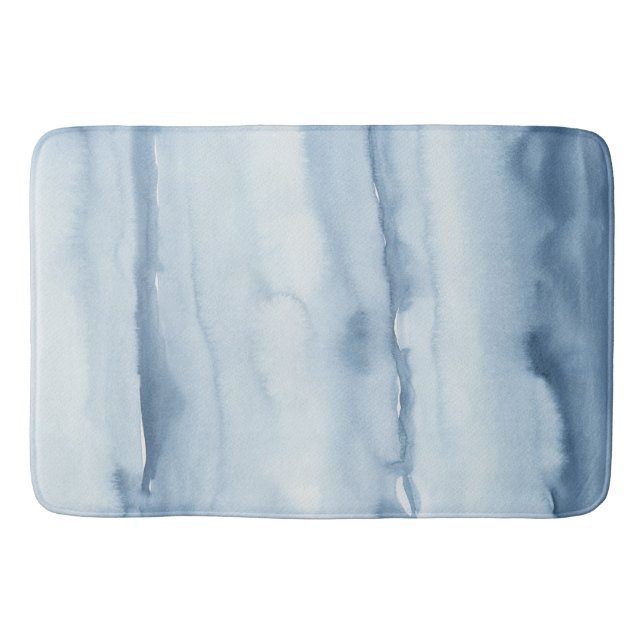 Tapis De Bain Aquarelle bleu foncé moderne (Devant)