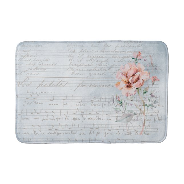 Tapis De Bain Aquarelle Blush Floral Musique française (Devant)