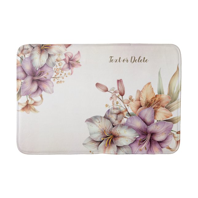 Tapis De Bain Aquarelle Boho Rose Fleurs Élégante Et Élégante (Devant)