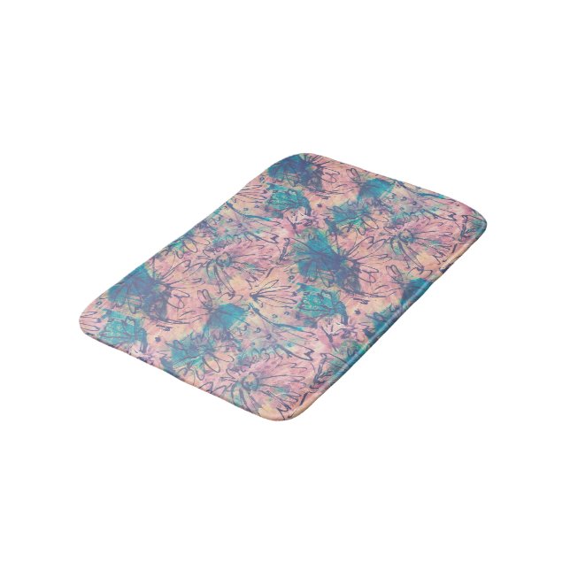 Tapis De Bain Aquarelle colorée Abstraite motif floral (Angle)