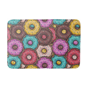 Tapis De Bain Aquarelle colorée beignets avec Motif d'arrosage