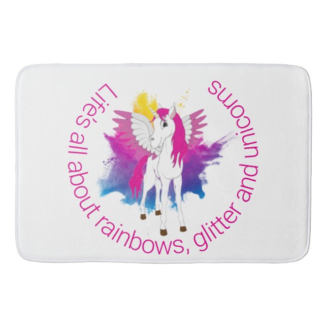 Tapis De Bain Aquarelle de la fête Unicorn Wing (Devant)