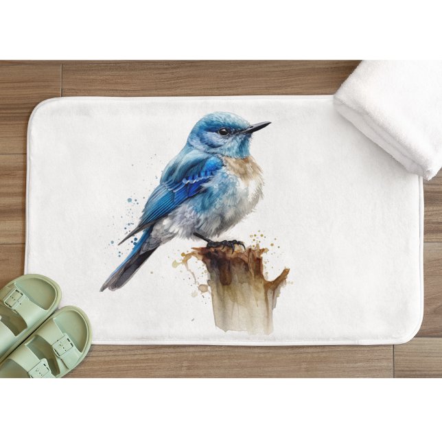 Tapis De Bain Aquarelle de Little Mountain Bluebird (Créateur téléchargé)
