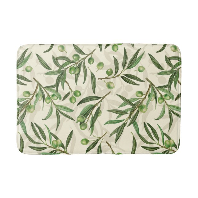 Tapis De Bain Aquarelle des branches d'olive (Devant)