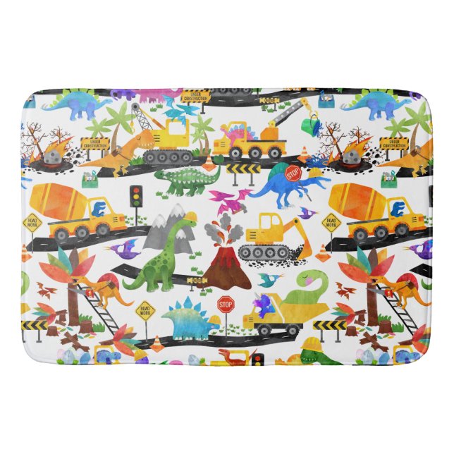 Tapis De Bain Aquarelle Dinosaure Construction Enfants mignonnes (Devant)