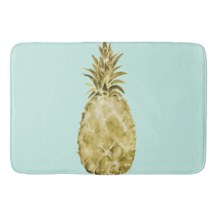 Tapis De Bain Aquarelle d'or et de menthe