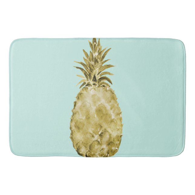 Tapis De Bain Aquarelle d'or et de menthe (Devant)