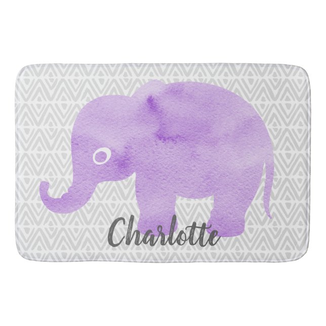 Tapis De Bain Aquarelle Elephant Shibori Primitive Chevron (Devant)
