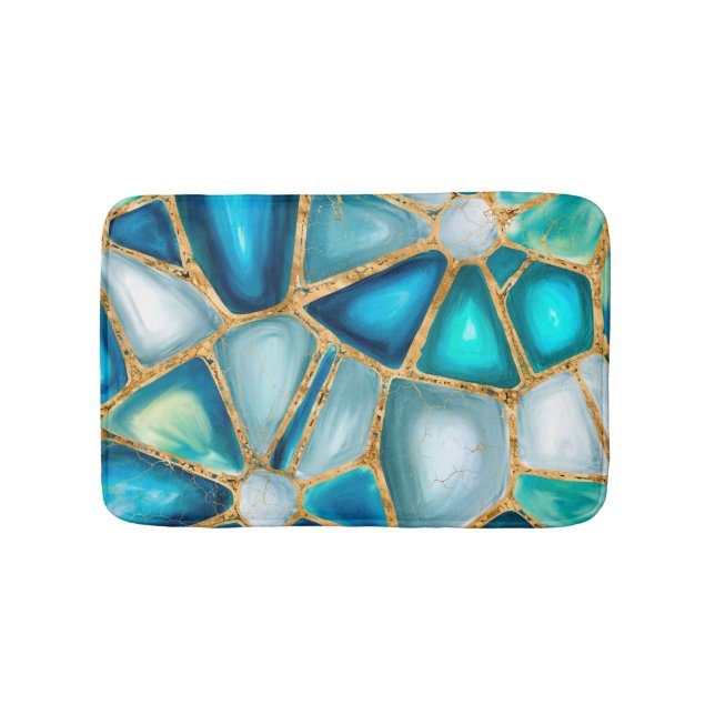 Tapis De Bain Aquarelle et cellules d'or - océan (Devant)