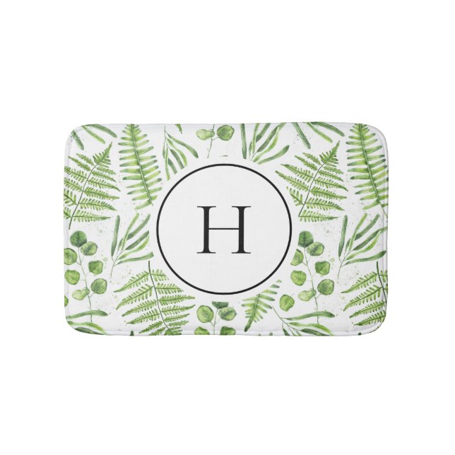 Tapis De Bain Aquarelle et Motif d'Eucalyptus (Devant)