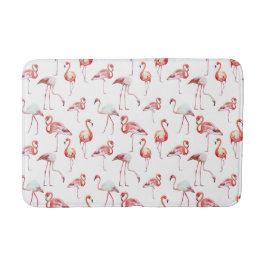 Tapis De Bain Aquarelle Flamant rose rose tropicale