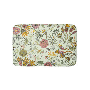 Tapis De Bain Aquarelle Florale Fleurs d'abeille Élégante Modern