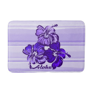 Tapis De Bain Aquarelle Hibiscus Hawaiian Tropical