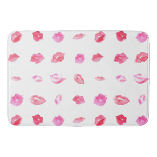 Tapis De Bain Aquarelle Lèvres Roses. Chic motif, Design tendanc