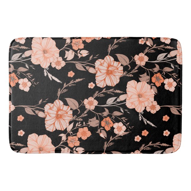 Tapis De Bain Aquarelle moderne motif botanique l Noir (Devant)