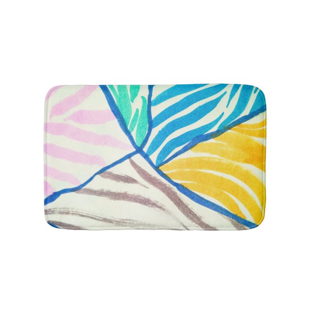 Tapis De Bain Aquarelle patchwork : style de peinture sale. (Devant)