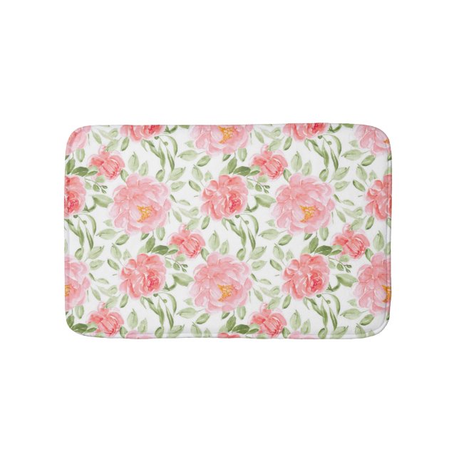 Tapis De Bain Aquarelle Peonies Motif Floral (Devant)