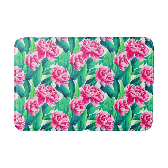 Tapis De Bain Aquarelle Pink Peonis Imprimer (Devant)