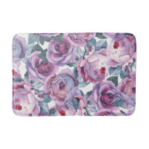 Aquarelle rose bain mat décoration florale