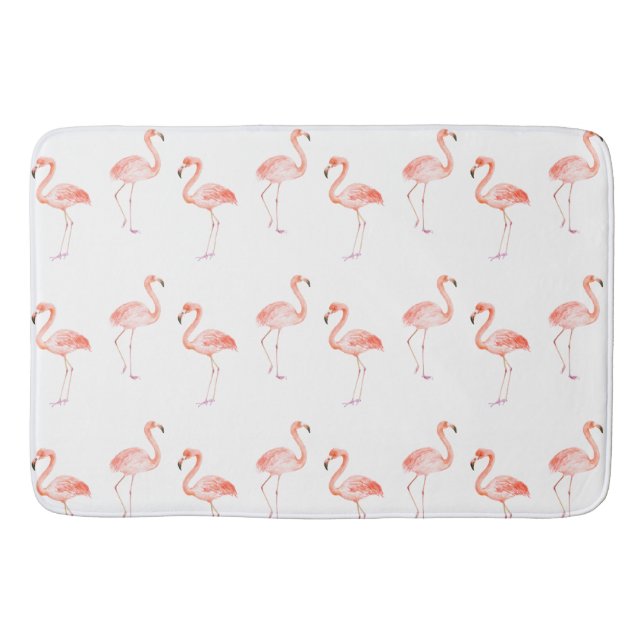 Tapis De Bain Aquarelle rose de Flamants roses (Devant)