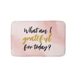 Tapis De Bain Aquarelle rose Fille Script Grateful Affirmation
