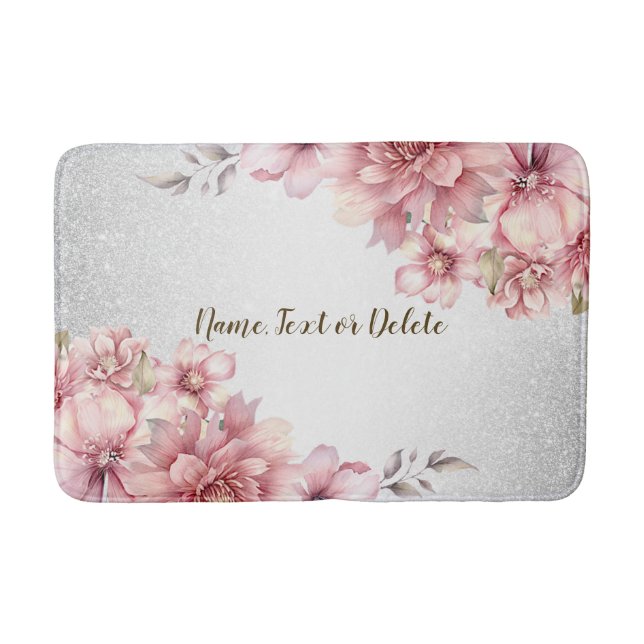 Tapis De Bain Aquarelle rose Fleurs Parties scintillant brillant (Devant)