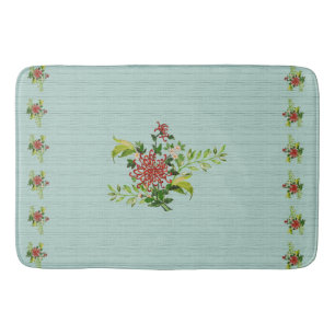 Tapis De Bain Aquarelle Rouge Gerbera Daisy avec Vert Bath Ma