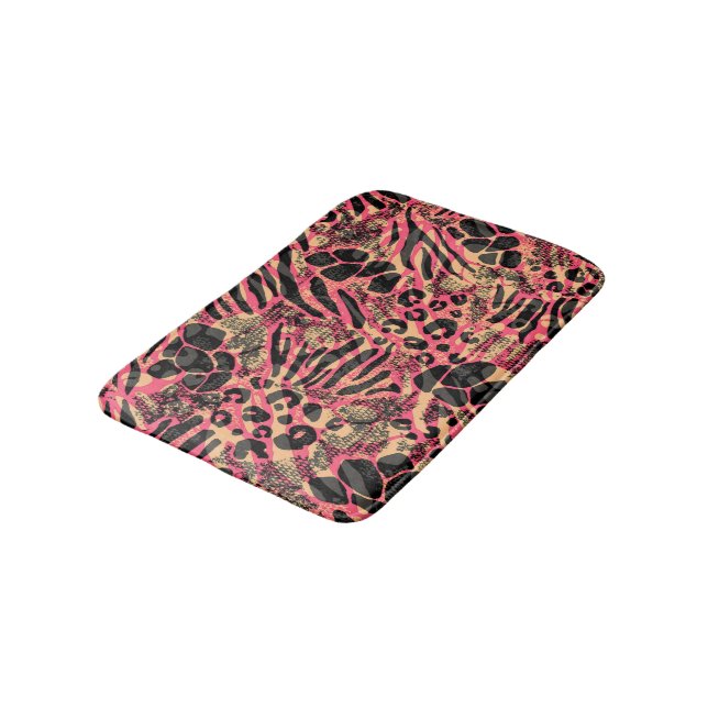 Tapis De Bain Aquarelle Safari animal Imprimer (Angle)