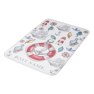 Tapis De Bain Aquarelle unique Nautique Personnalisé Bateau