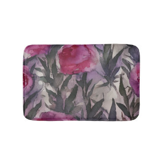 Tapis De Bain Aquarelle violette Floral gothique