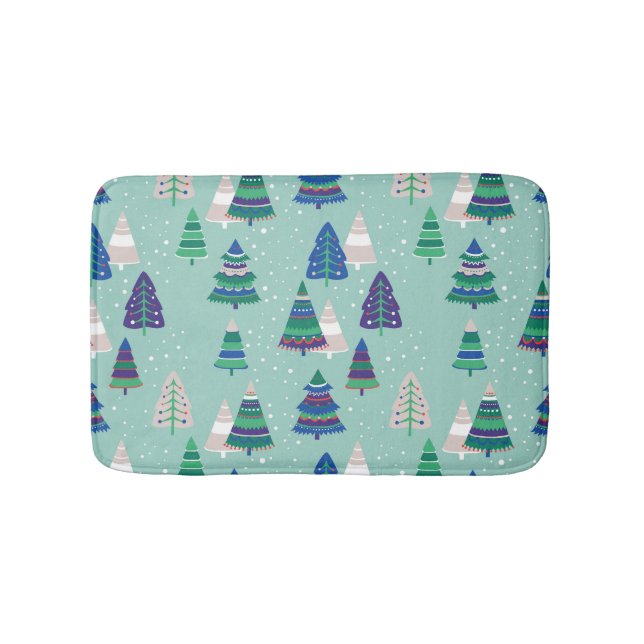 Tapis De Bain Arbres de Noël, arrière - plan bleu (Devant)