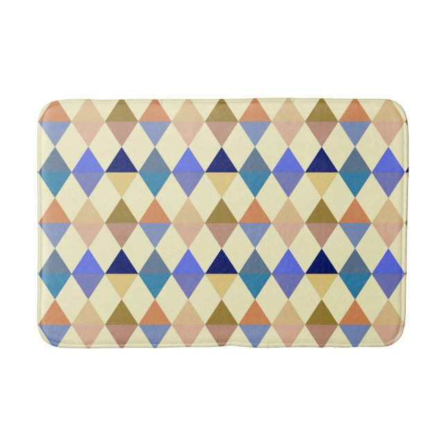 Tapis De Bain Arlequin / motif diamant - Crème et bleu (Devant)