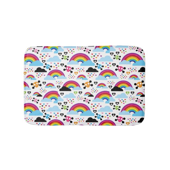 Tapis De Bain Arrière - plan adolescent de crâne d'arc-en-ciel (Devant)