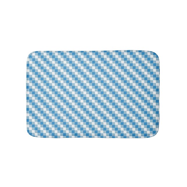 Tapis De Bain arrière - plan Bleu-blanc de carrés (Devant)