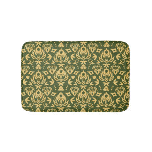 Tapis De Bain Arrière - plan floral en bois de motif de damass