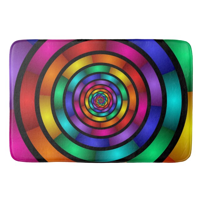 Tapis De Bain Arrondi et psychédélique coloré Art moderne fracta (Devant)