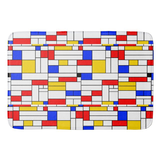 Tapis De Bain Art Abstrait de Style Piet Mondrian (Devant)