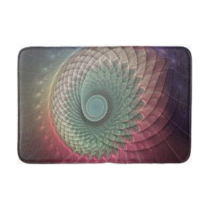 Tapis De Bain Art abstrait d'escargot coloré moderne fractal