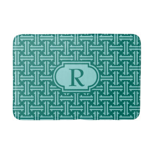 Tapis De Bain Art déco furet chinois, turquoise et aqua