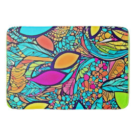 Tapis De Bain Art Floral Abstrait coloré