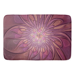 Tapis De Bain Art floral fractal moderne abstrait couleurs de ba