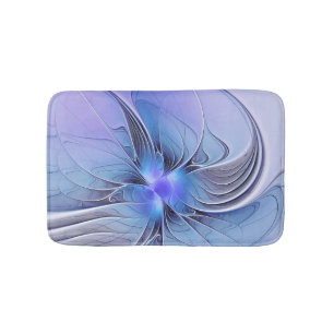 Tapis De Bain Art fractal moderne abstrait bleu lavande