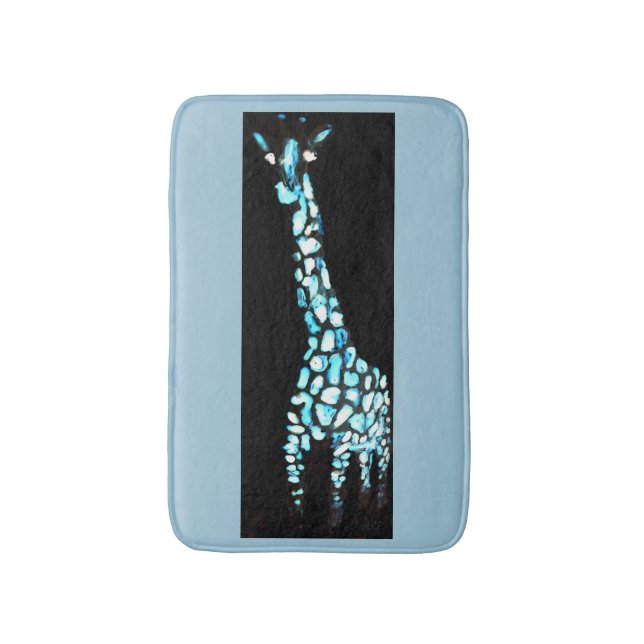 Tapis De Bain Art frais de girafe d'abrégé sur bleu (Devant (Vertical))