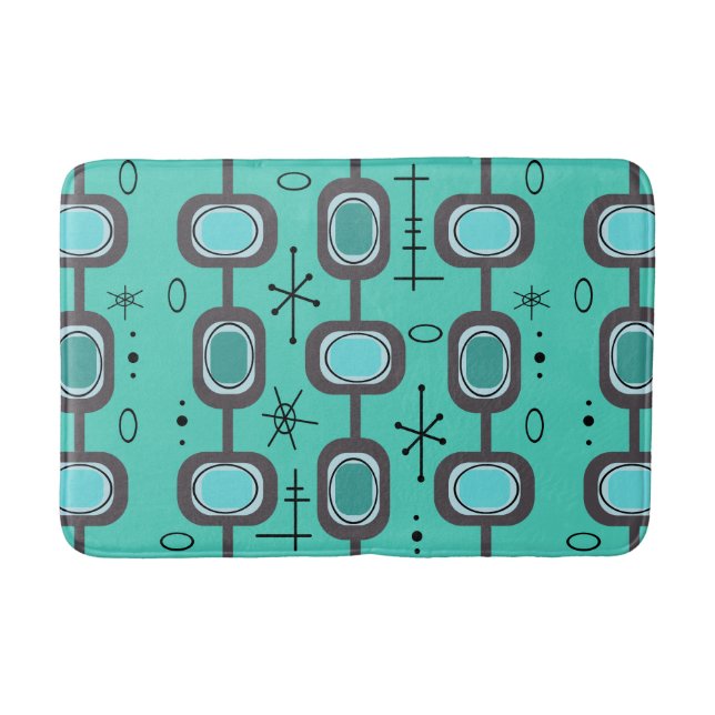 Tapis De Bain Art géométrique de l'ère spatiale Aquamarine (Devant)