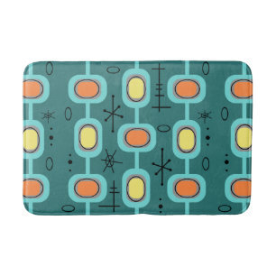Tapis De Bain Art géométrique de l'ère spatiale Turquoise